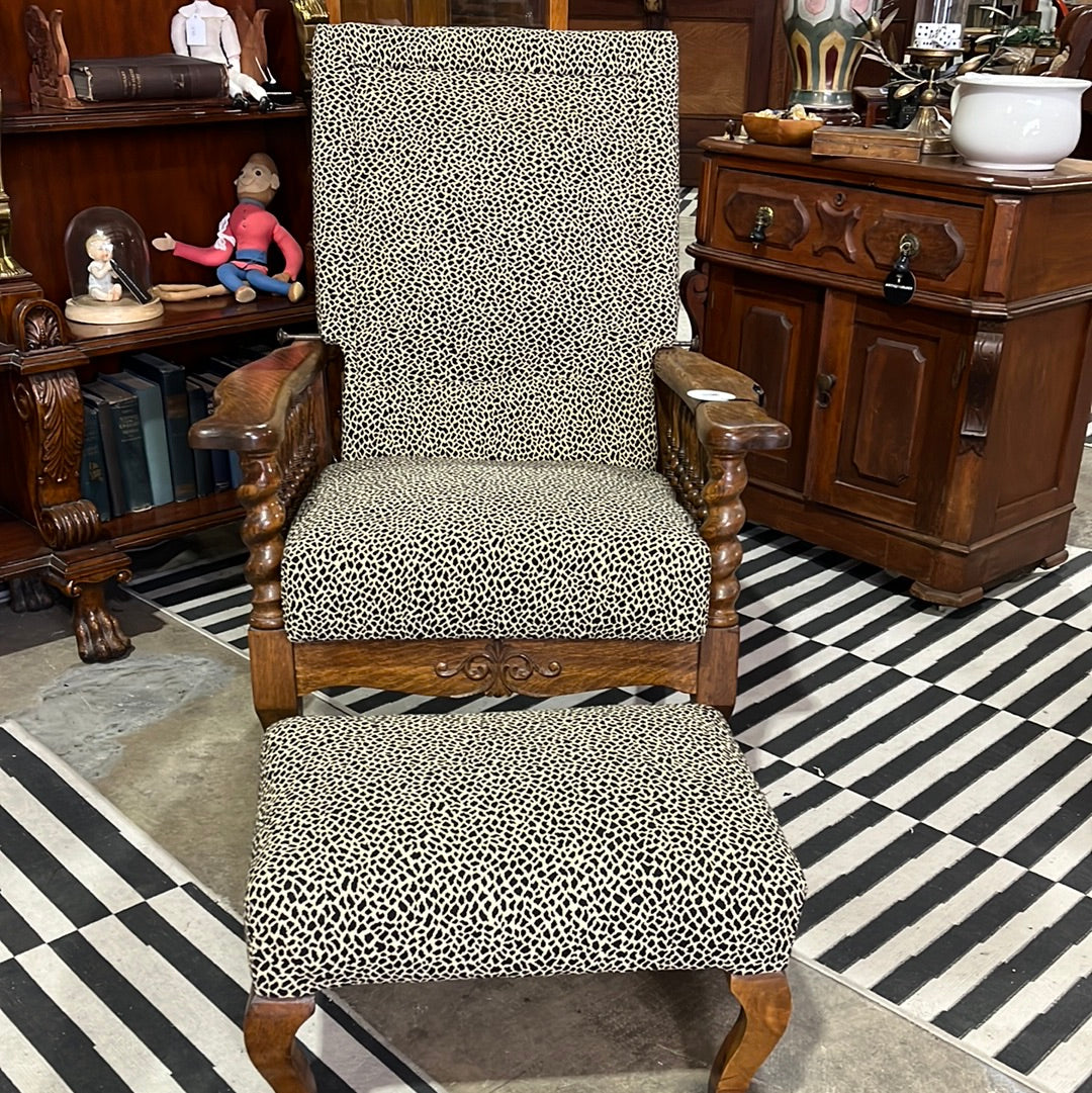 Antique Barley Twist Recliner & Ottoman