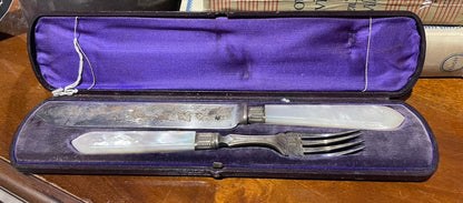 Edwardian Boxed Serving Set, mother of pearl