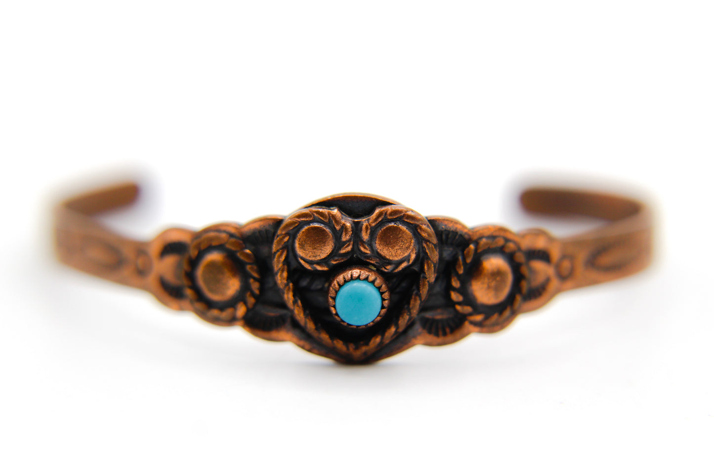 Copper and Turquoise Heart Cuff Bracelet