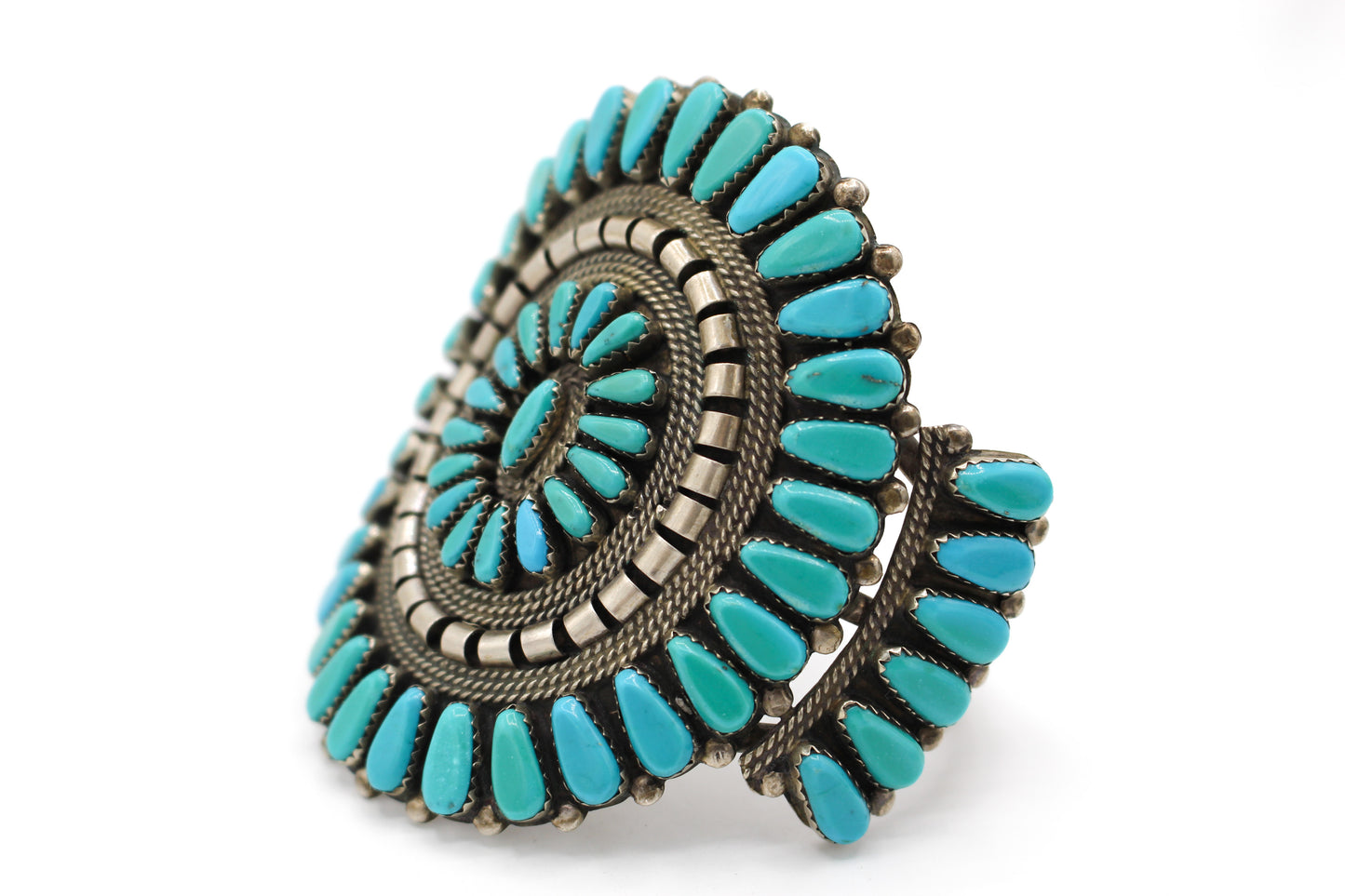 Sterling Silver and Turquoise Cluster Cuff Bracelet