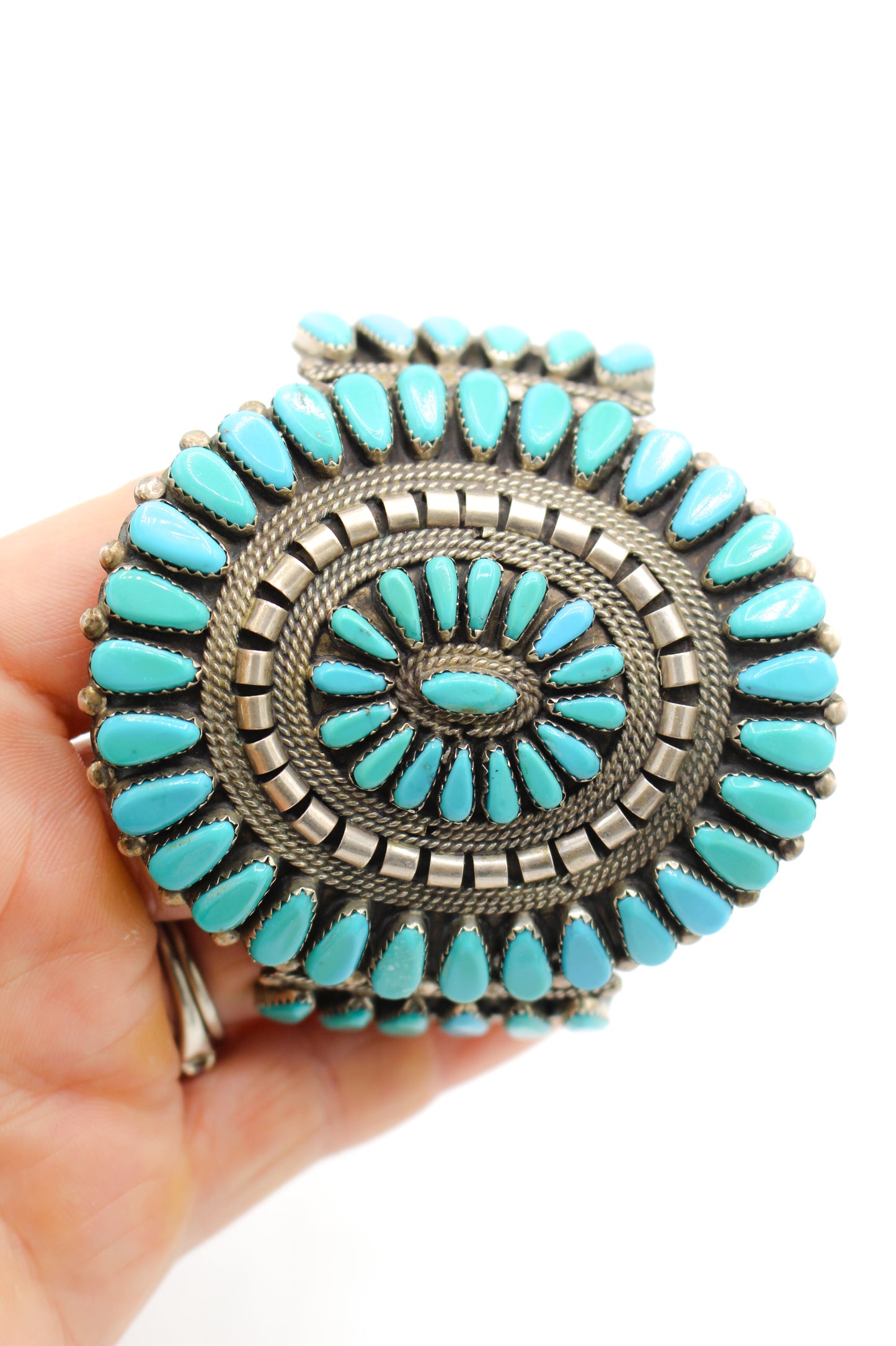 Sterling Silver and Turquoise Cluster Cuff Bracelet