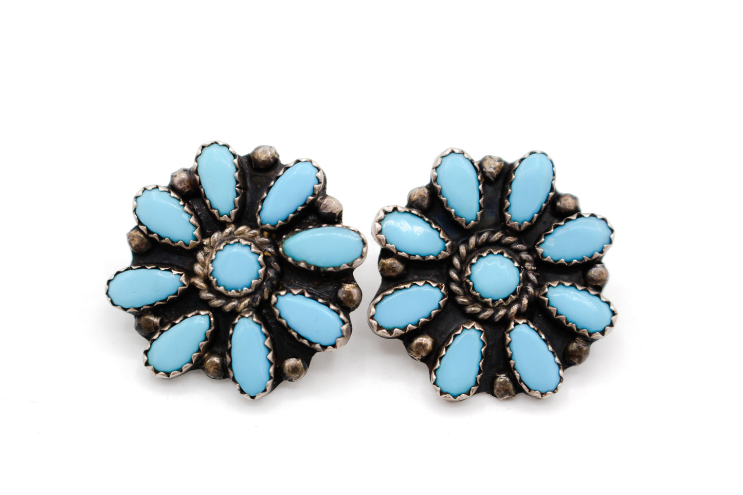 Sterling Silver and Turquoise Cluster Earrings