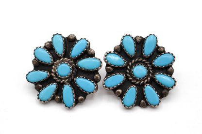 Sterling Silver and Turquoise Cluster Earrings