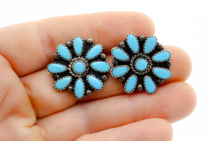 Sterling Silver and Turquoise Cluster Earrings