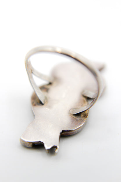 Native Sterling  Silver Inlay Owl Ring