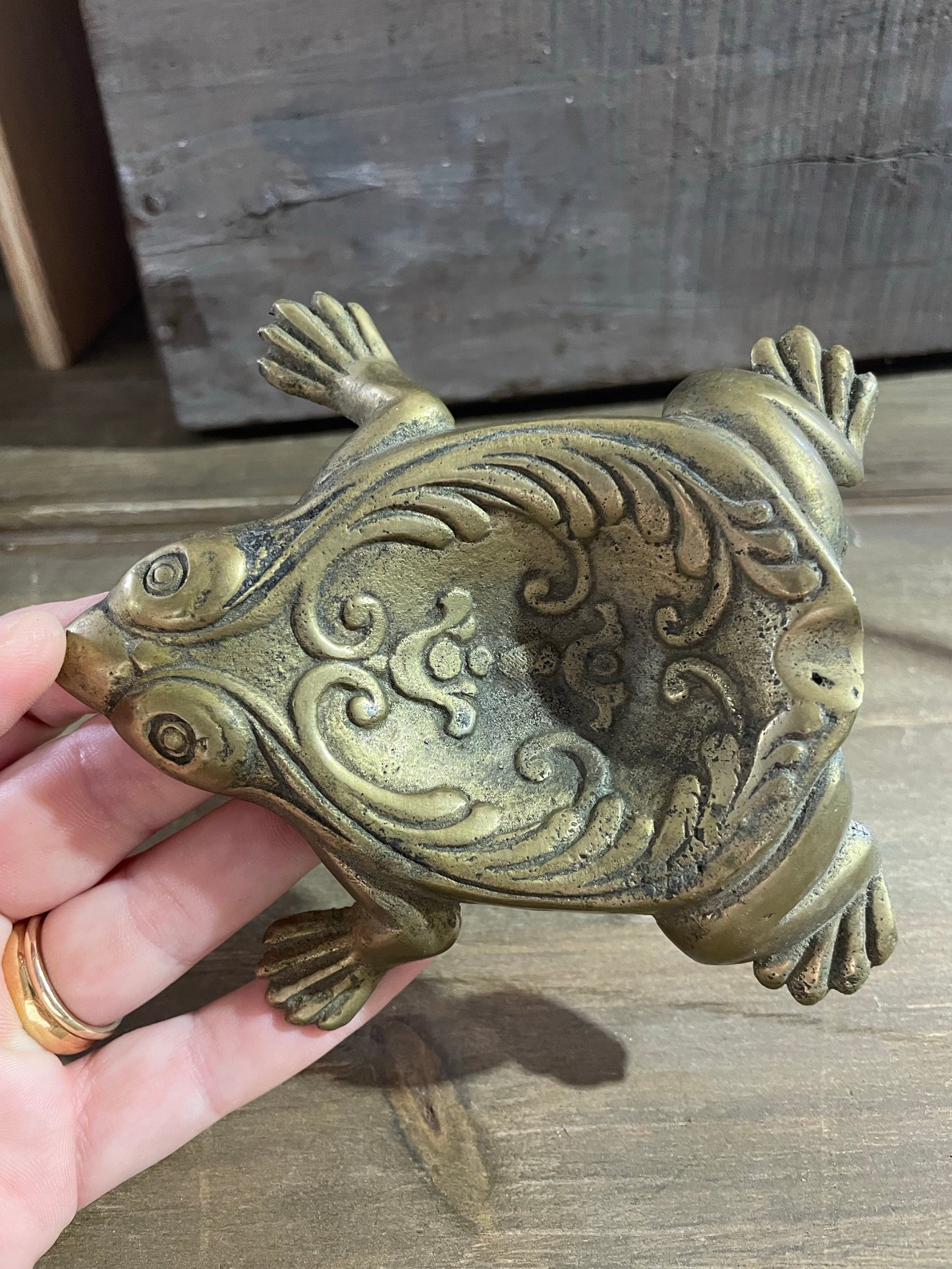 Art Deco Brass Frog Ash Tray/Dish