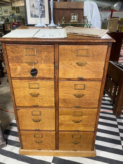 Historic Quarter Sawn Oak Twin Filing Cabinet