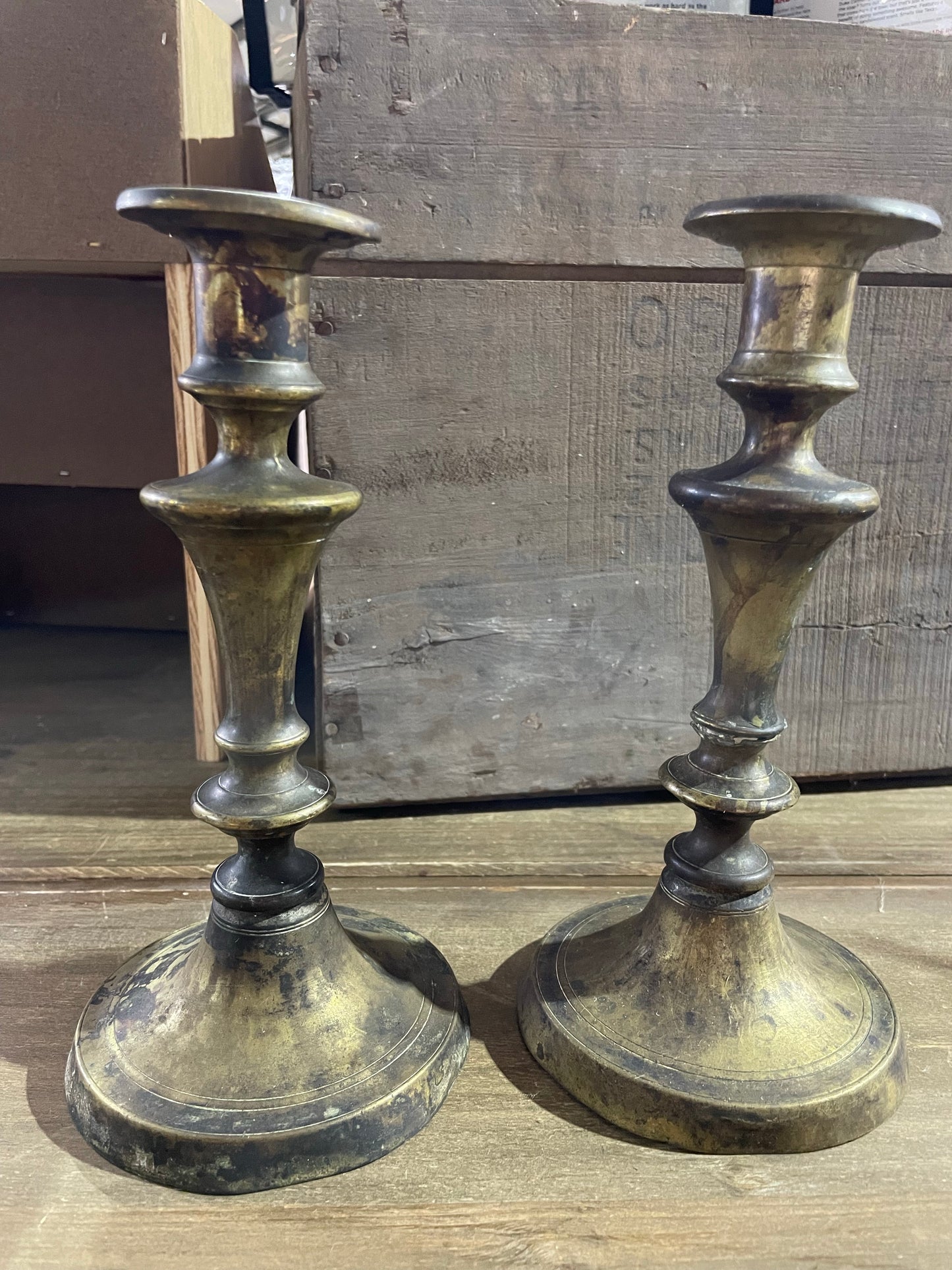 Pair of Antique Brass Candlesticks