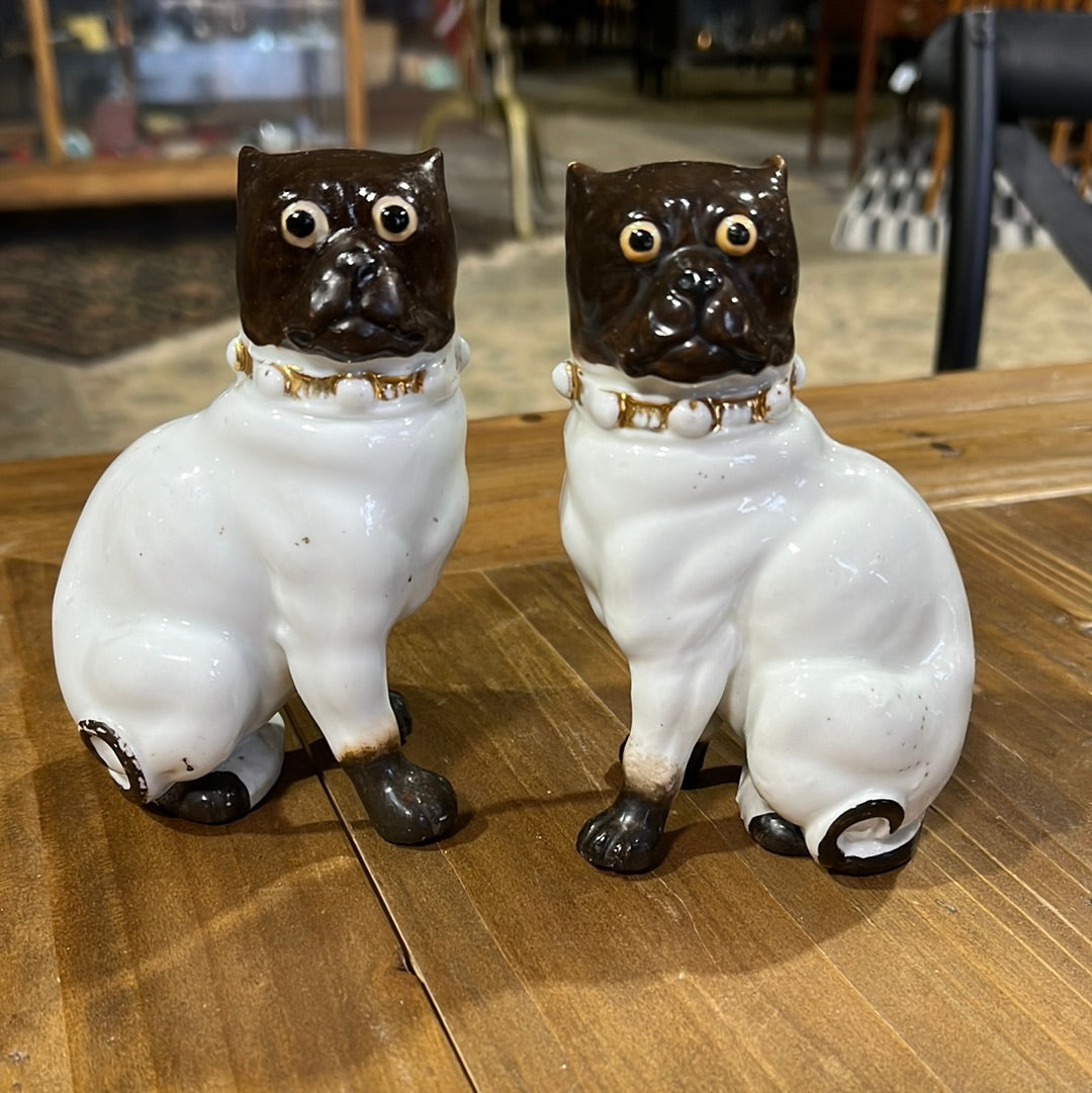 Pair of 19th c. Wide-Eye Staffordshire Pugs