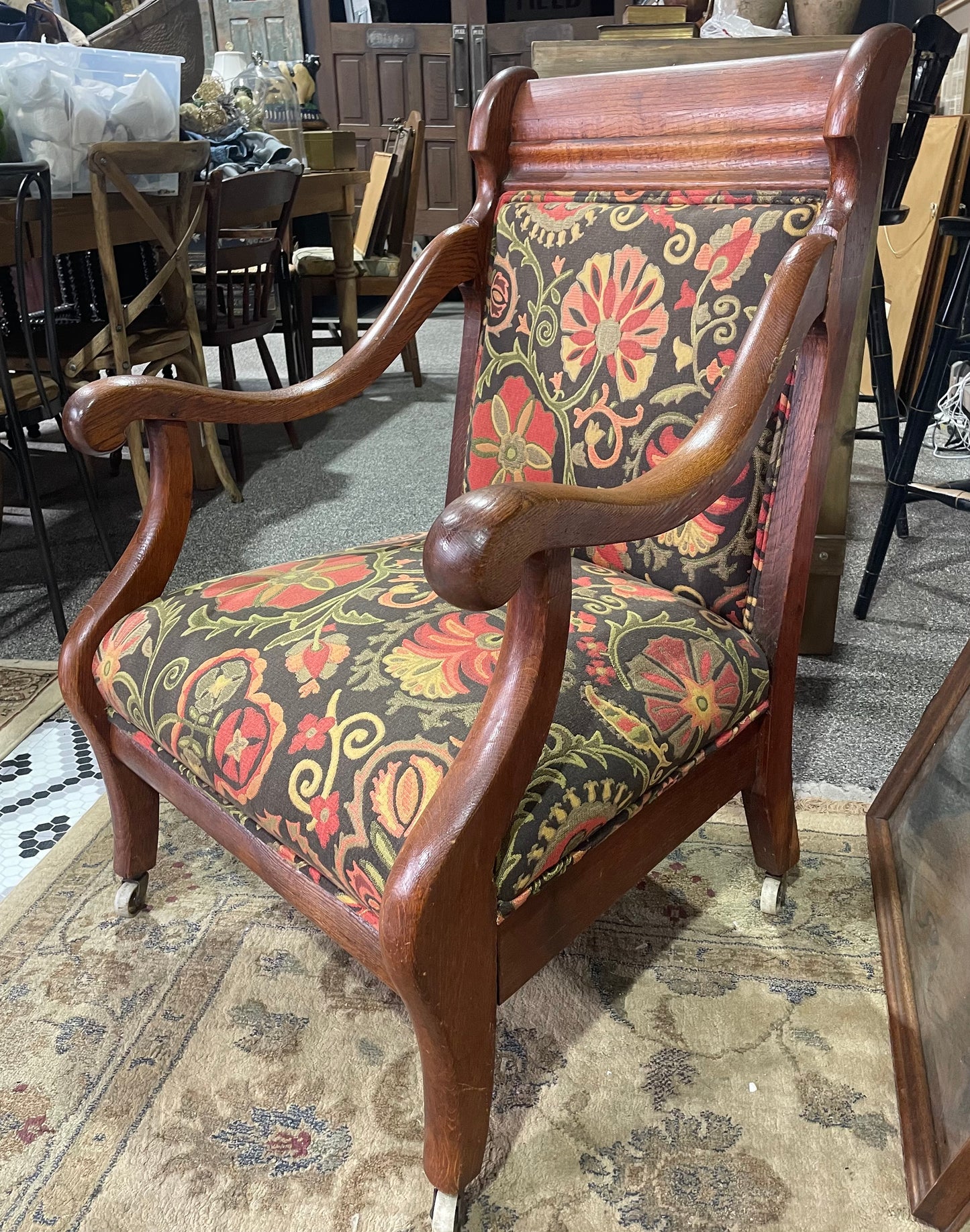 Antique Accent Chair, Reupholstered