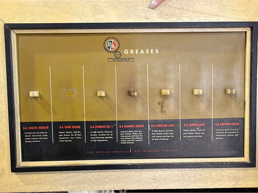 Vintage B-A GREASE DISPLAY BOARD