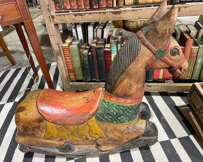 Antique Painted Wood Rocking Horse