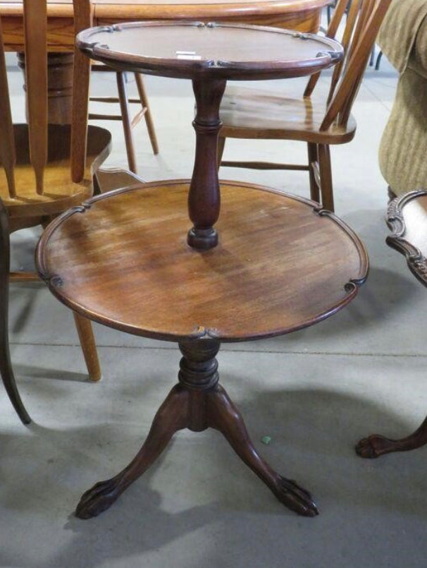 ANTIQUE TWO-TIER PEDESTAL TABLE