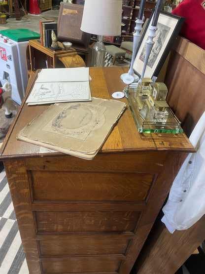 Historic Quarter Sawn Oak Twin Filing Cabinet