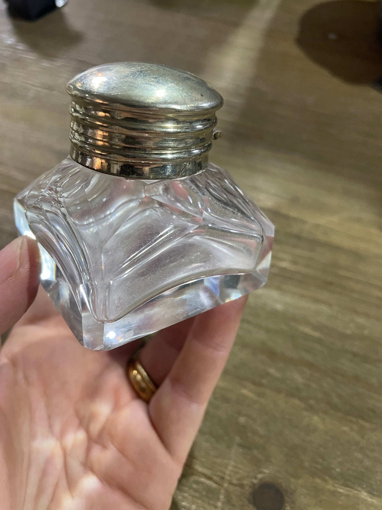 Art Deco Silver/Cut Glass Ink Well