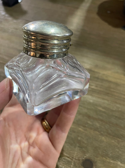 Art Deco Silver/Cut Glass Ink Well