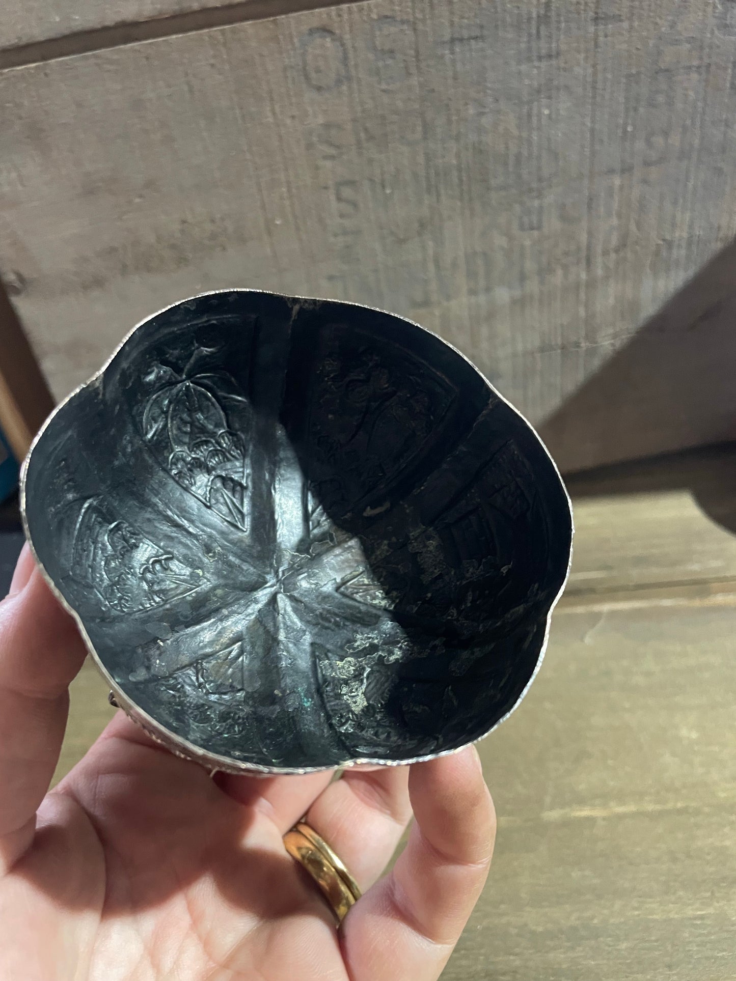 Vintage Indian Silver Dry Fruits Footed Bowl