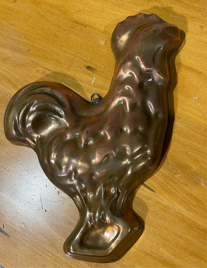 Vintage Copper Rooster Mold Tin Lined