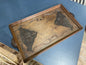 Antique Wooden, Glass-Top Serving Tray