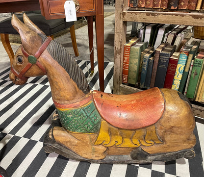 Antique Painted Wood Rocking Horse