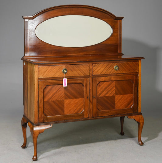 1920s English Mahogany Mirrored Sideboard