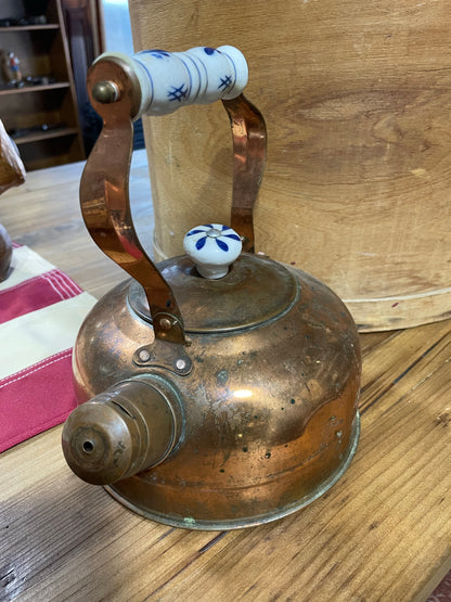 Vintage Copper Teapot, Ceramic