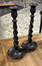 Pair of Antique Barley Twist Candlesticks 12.5"