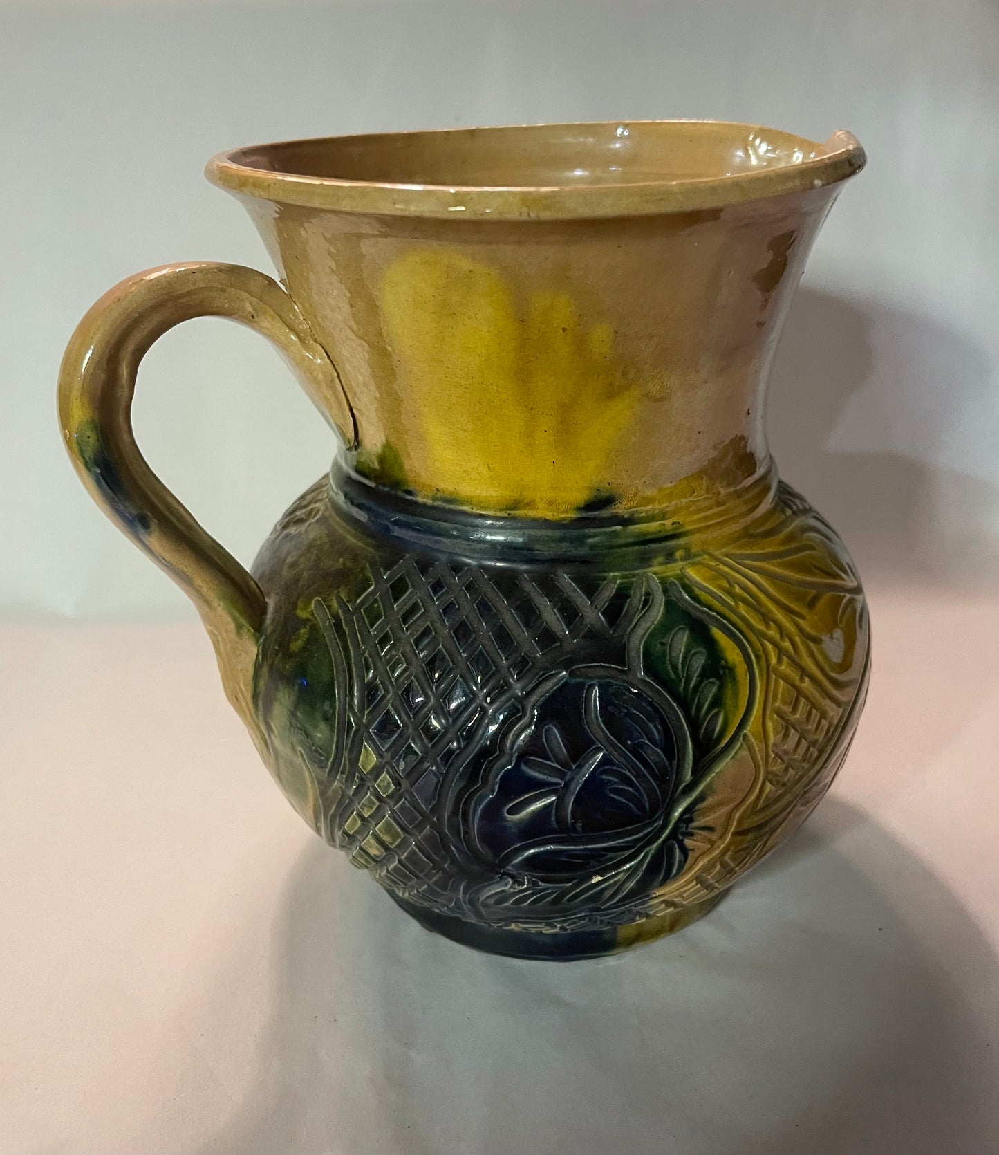 Hungarian Majolica Pottery Pitcher