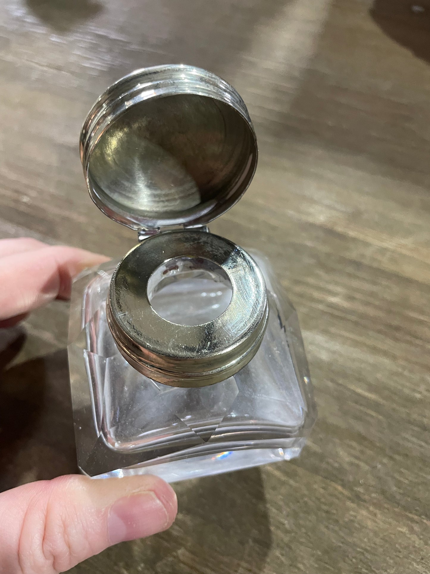 Art Deco Silver/Cut Glass Ink Well