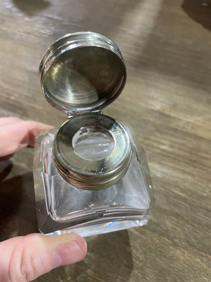 Art Deco Silver/Cut Glass Ink Well