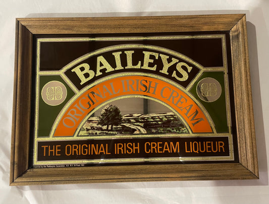 Framed 1981 Bailey's Bar Mirror