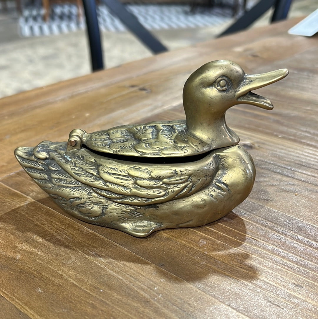 Vintage Brass Duck Cigarette Box, British