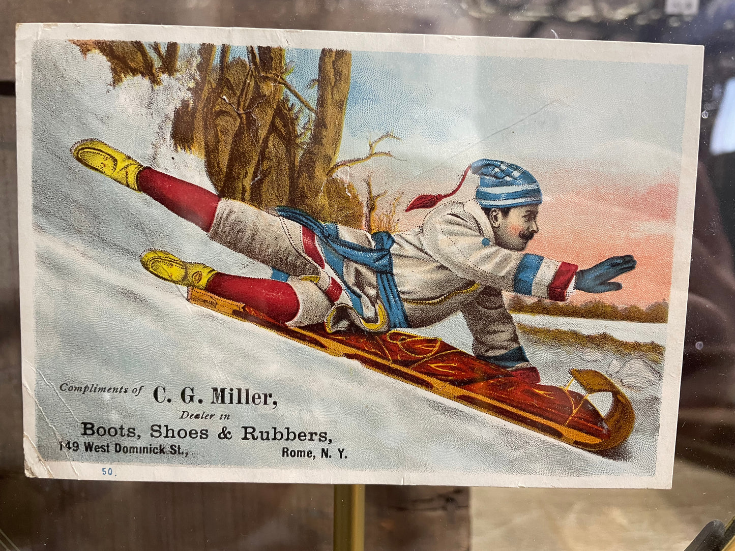 Framed 1880 Toboggan Trading Card