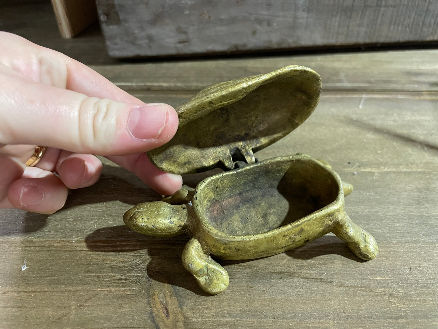 Vintage Brass Lidded Turtle