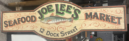 Vintage Wooden Sign, Joe Lee's Seafood Market