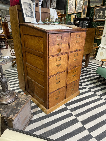 Historic Quarter Sawn Oak Twin Filing Cabinet