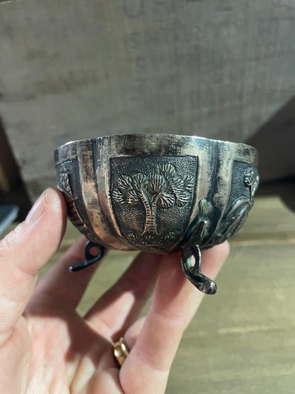 Vintage Indian Silver Dry Fruits Footed Bowl