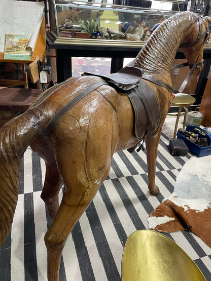 Historic 19th century Leather Covered Horse Statue