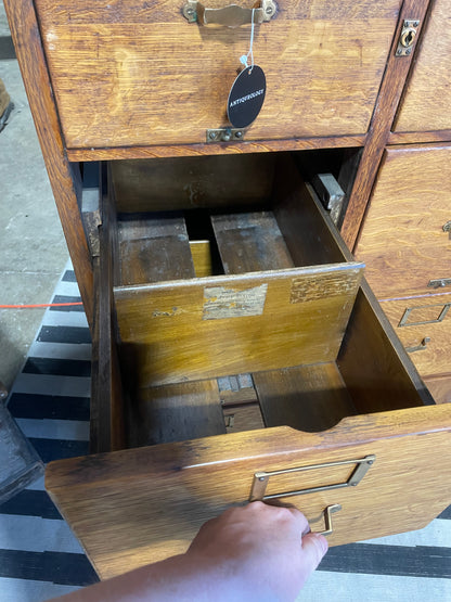 Historic Quarter Sawn Oak Twin Filing Cabinet