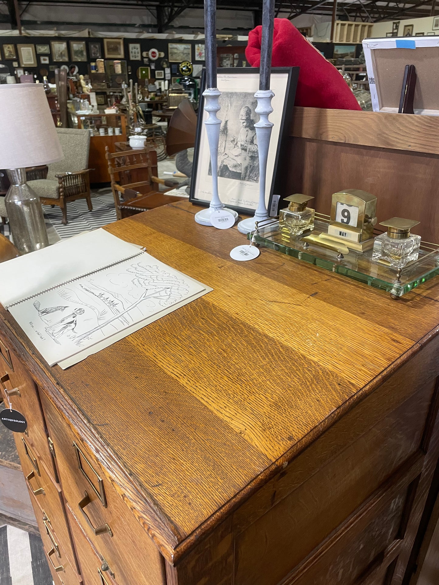 Historic Quarter Sawn Oak Twin Filing Cabinet