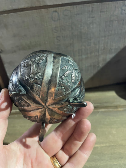 Vintage Indian Silver Dry Fruits Footed Bowl