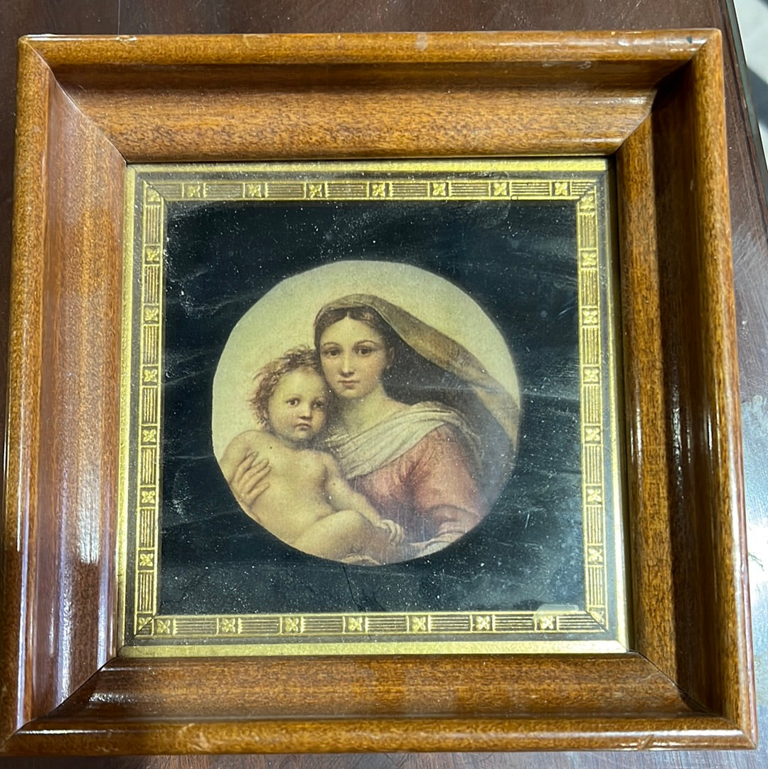 Vintage Framed Madonna & Child