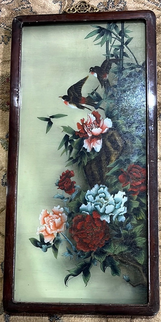 Chinese Export Reverse Glass Trade Framed Art