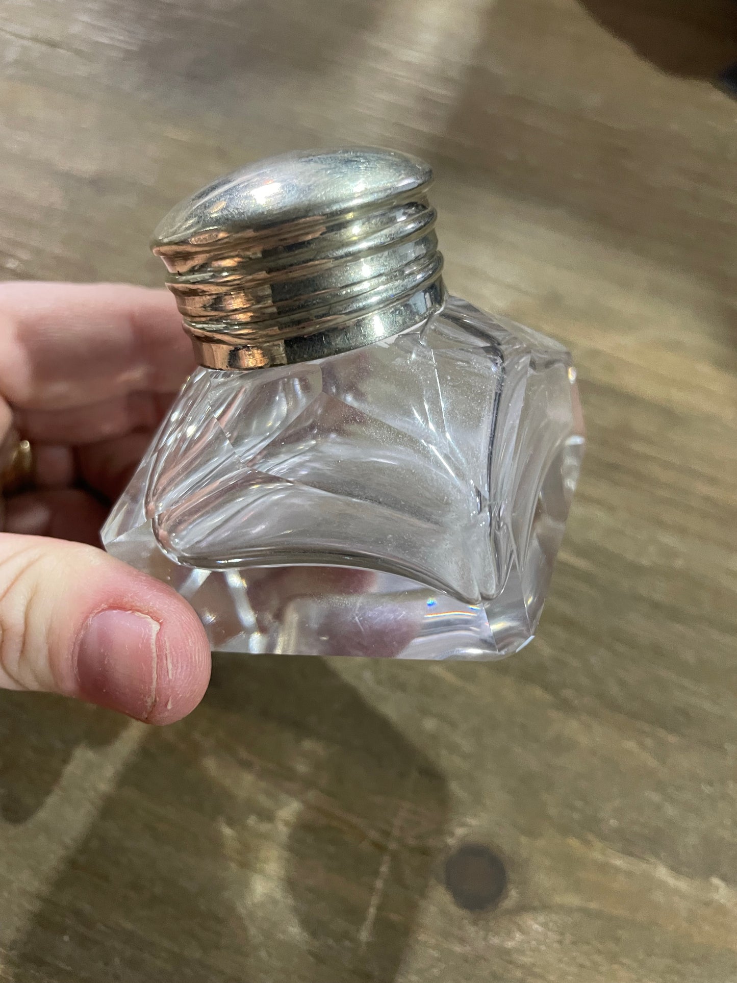 Art Deco Silver/Cut Glass Ink Well