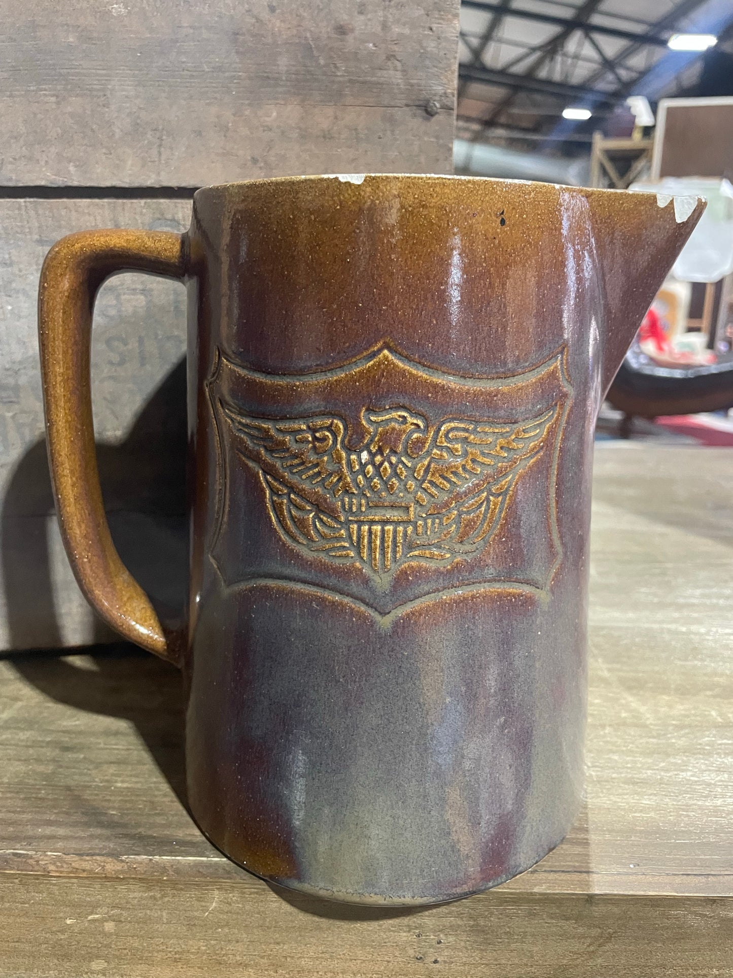 Vintage Ceramic Pitcher, Eagle