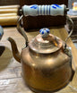 Antique Hammered Copper & Ceramic Tea Kettle