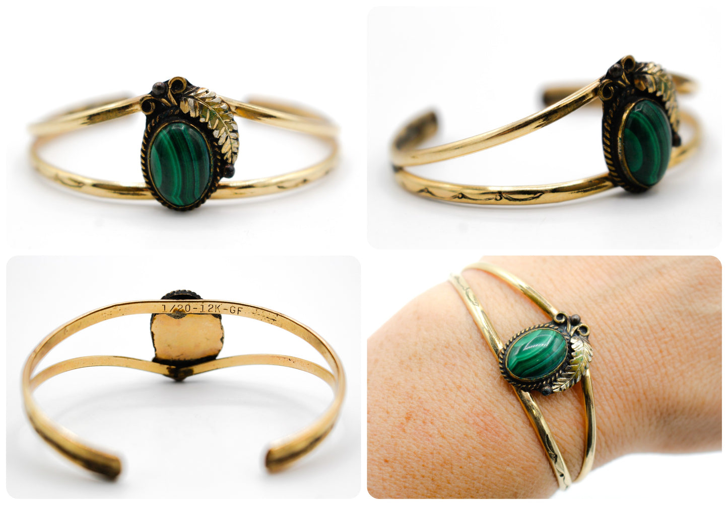 1/20 12k GF and Malachite Cuff Bracelet