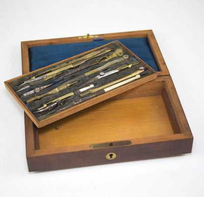 19th c. Box of Bone & Brass Architecture Tools