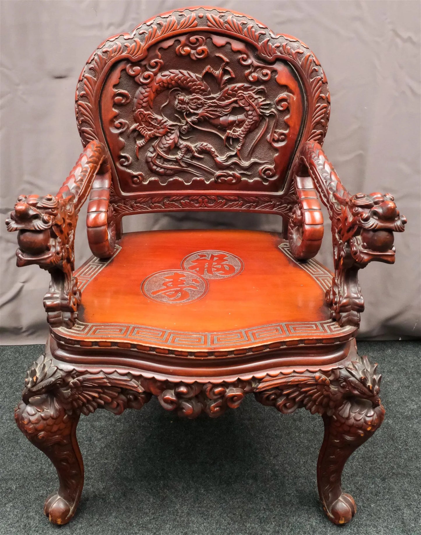 Antique chinese dragon chair deals