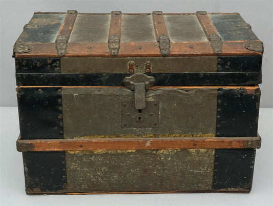 19th C Banded Steamer Trunk